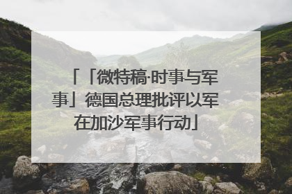 「微特稿·时事与军事」德国总理批评以军在加沙军事行动