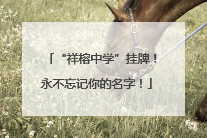 “祥榕中学”挂牌！永不忘记你的名字！