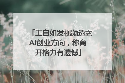 王自如发视频透露AI创业方向，称离开格力有遗憾