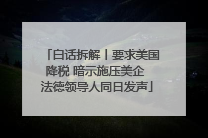 白话拆解丨要求美国降税 暗示施压美企 法德领导人同日发声