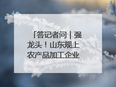答记者问｜强龙头！山东规上农产品加工企业数量、年营收均居全国首位