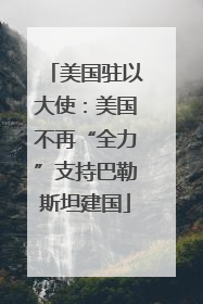 美国驻以大使：美国不再“全力”支持巴勒斯坦建国