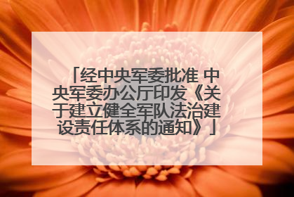 经中央军委批准 中央军委办公厅印发《关于建立健全军队法治建设责任体系的通知》