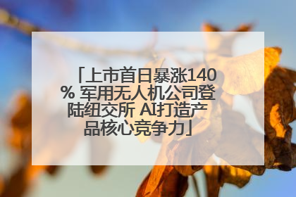 上市首日暴涨140% 军用无人机公司登陆纽交所 AI打造产品核心竞争力