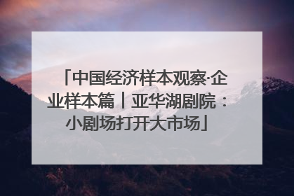 中国经济样本观察·企业样本篇︱亚华湖剧院：小剧场打开大市场