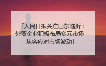 人民日报关注山东临沂：外贸企业积极布局多元市场 从容应对市场波动