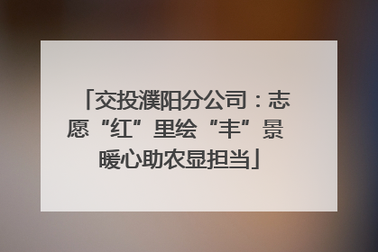 交投濮阳分公司：志愿“红”里绘“丰”景 暖心助农显担当