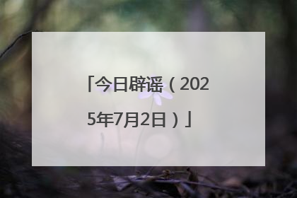 今日辟谣（2025年7月2日）