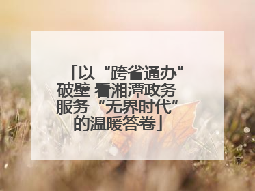 以“跨省通办”破壁 看湘潭政务服务“无界时代”的温暖答卷
