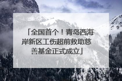 全国首个！青岛西海岸新区工伤超前救助慈善基金正式成立