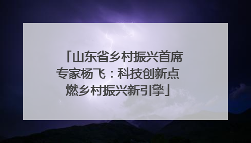 山东省乡村振兴首席专家杨飞：科技创新点燃乡村振兴新引擎