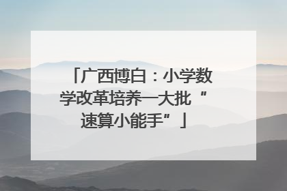 广西博白：小学数学改革培养一大批“速算小能手”