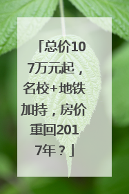 总价107万元起，名校+地铁加持，房价重回2017年？