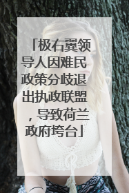 极右翼领导人因难民政策分歧退出执政联盟，导致荷兰政府垮台