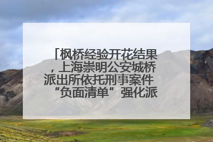 枫桥经验开花结果，上海崇明公安城桥派出所依托刑事案件“负面清单”强化派出所“主防”
