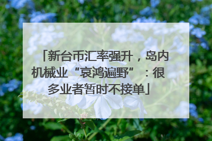 新台币汇率强升，岛内机械业“哀鸿遍野”：很多业者暂时不接单