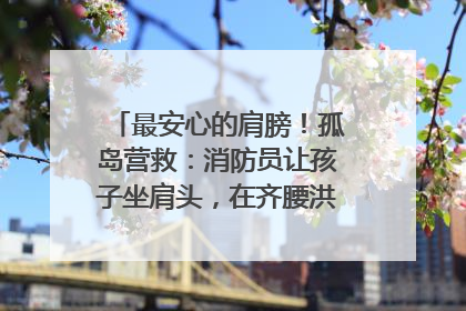 最安心的肩膀！孤岛营救：消防员让孩子坐肩头，在齐腰洪水里稳如泰山