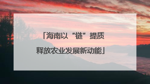 海南以“链”提质 释放农业发展新动能