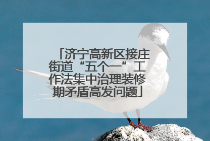 济宁高新区接庄街道“五个一”工作法集中治理装修期矛盾高发问题