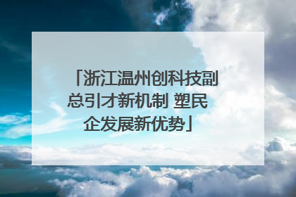浙江温州创科技副总引才新机制 塑民企发展新优势