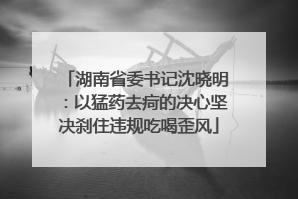 湖南省委书记沈晓明：以猛药去疴的决心坚决刹住违规吃喝歪风