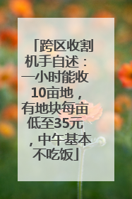 跨区收割机手自述：一小时能收10亩地，有地块每亩低至35元，中午基本不吃饭