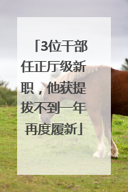 3位干部任正厅级新职，他获提拔不到一年再度履新
