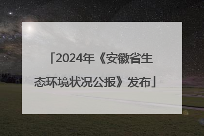 2024年《安徽省生态环境状况公报》发布