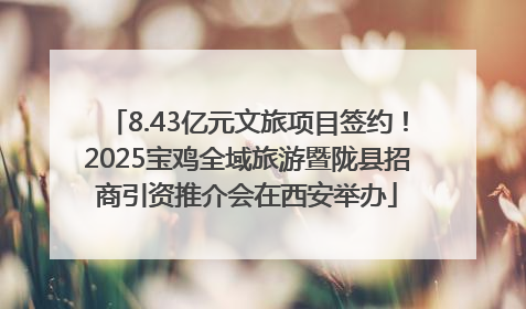 8.43亿元文旅项目签约！2025宝鸡全域旅游暨陇县招商引资推介会在西安举办